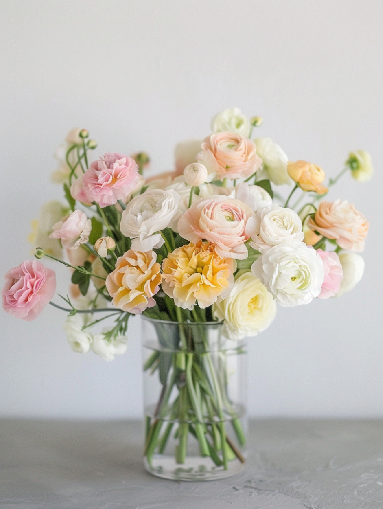 Soft Elegance, Graceful Bloom | Pale Pink & Warm Yellow Floral Arrangement